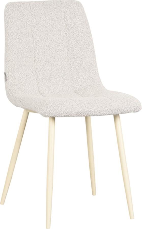 LABEL51 Nino Eetkamerstoel Wit Stof Shaded White Frame Stoel Normale eetkamerstoel