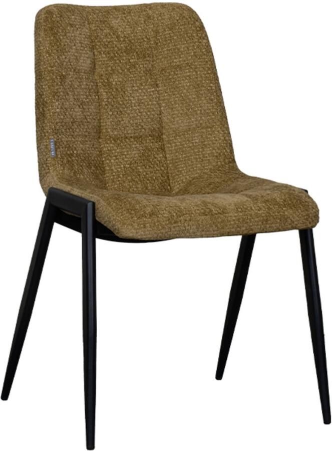 LABEL51 Noor Eetkamerstoel Geel Velvet Black Frame Stoel Normale eetkamerstoel