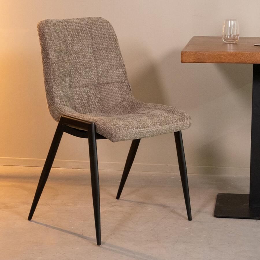 LABEL51 Noor Eetkamerstoel Groen Velvet Black Frame Stoel Normale eetkamerstoel