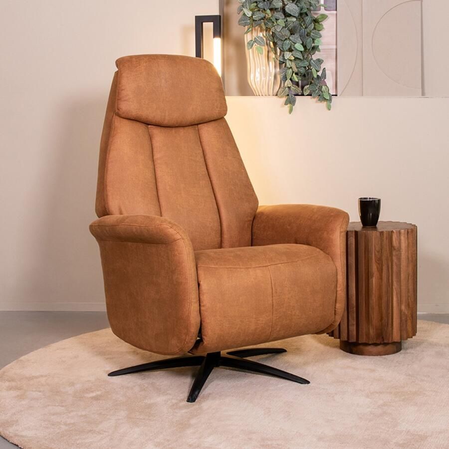 LABEL51 Oslo Fauteuil Bruin Stof One Size Draaibaar Met Armleuning - Foto 2
