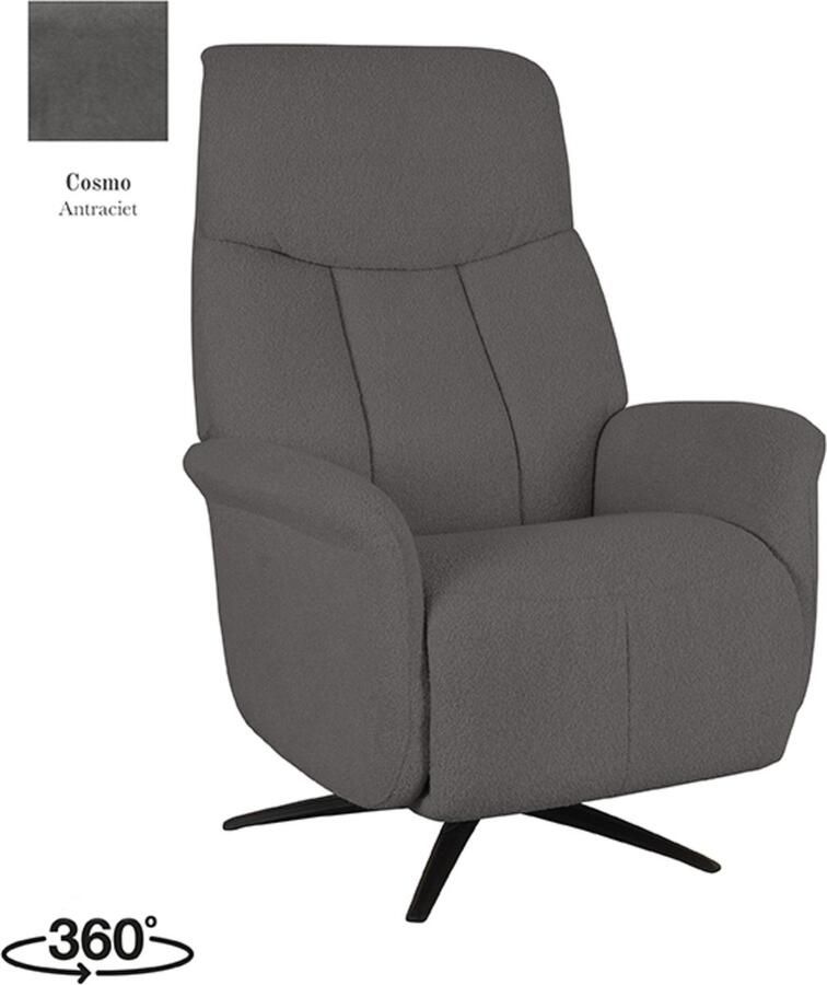 LABEL51 Oslo Fauteuil Grijs Stof One Size Draaibaar Met Armleuning