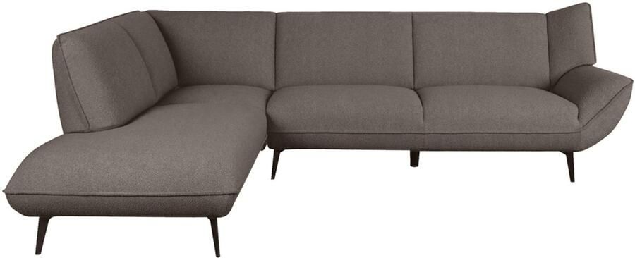 LABEL51 Hoekbank Bruin Links Bouclé 247x203x82 cm Hoekbank Pesaro