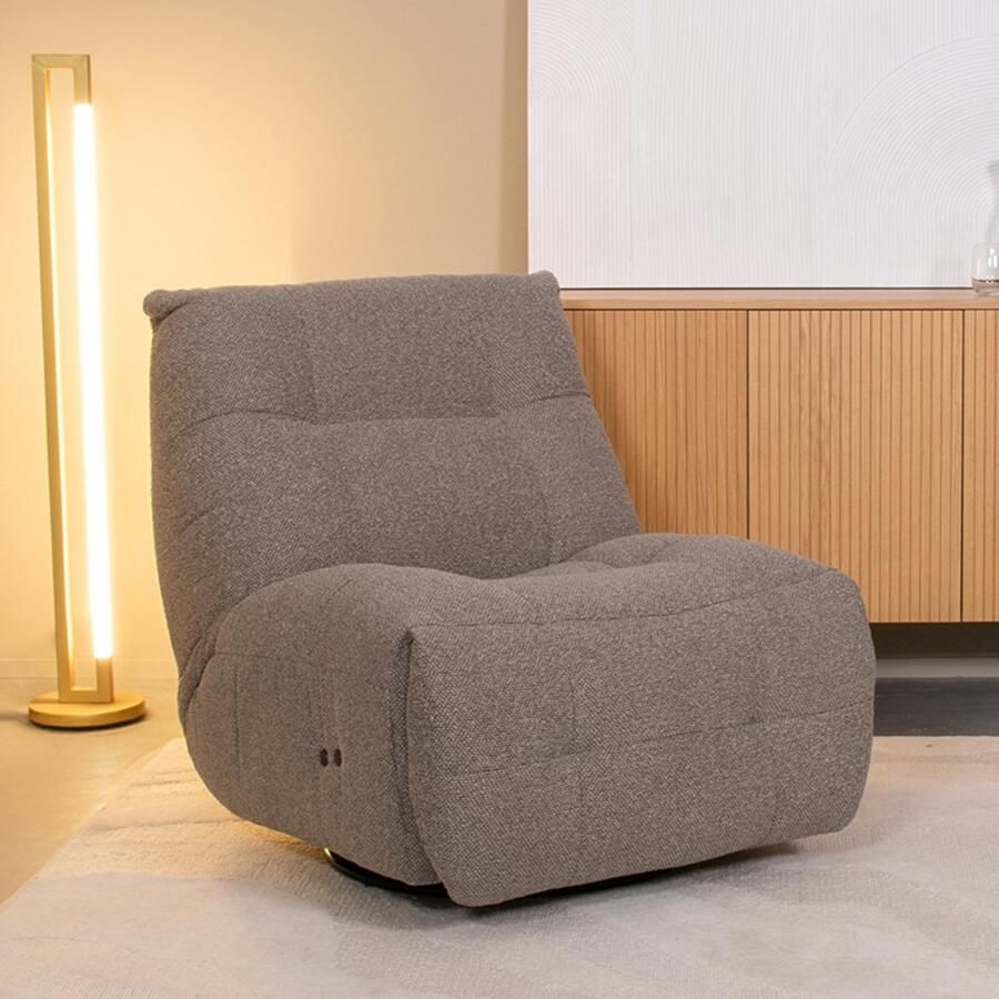 LABEL51 Relax & Recharge Fauteuil Grijs Stof One Size Draaibaar