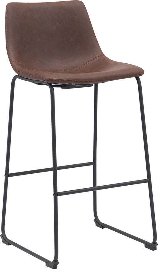 LABEL51 Risto Barkruk Bruin Kunstleer Zithoogte 75 Kruk