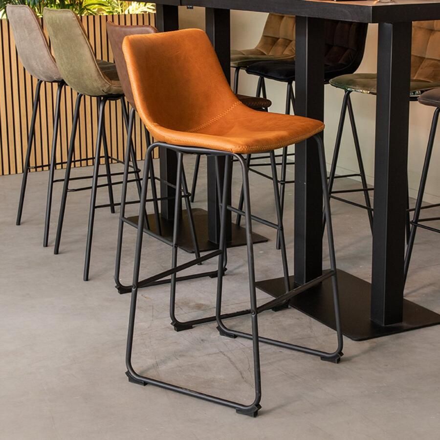 LABEL51 Risto Barkruk Bruin Kunstleer Zithoogte 75 Kruk