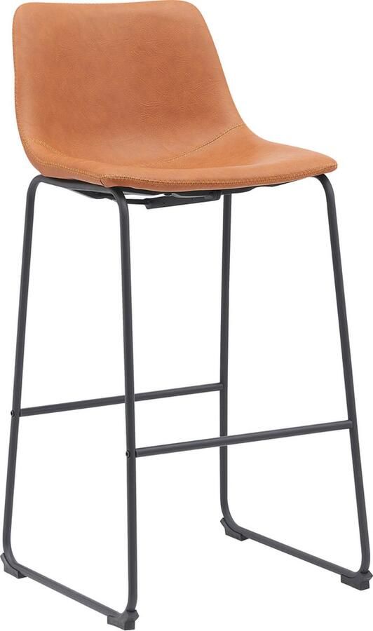 LABEL51 Risto Barkruk Bruin Kunstleer Zithoogte 75 Kruk - Foto 2