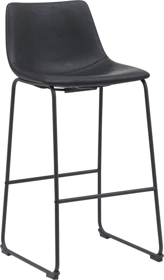 LABEL51 Risto Barkruk Zwart Kunstleer Zithoogte 75 Kruk