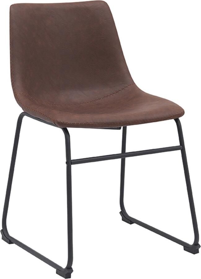 LABEL51 Risto Eetkamerstoel Bruin Kunstleer Black Frame Stoel Normale eetkamerstoel