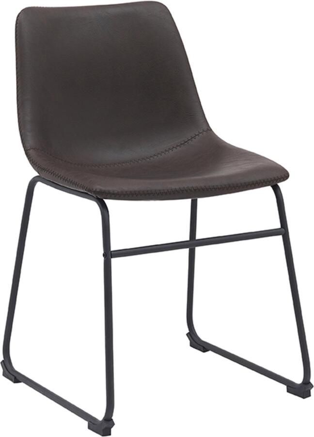 LABEL51 Risto Eetkamerstoel Bruin Kunstleer Black Frame Stoel Normale eetkamerstoel