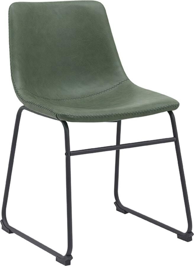 LABEL51 Risto Eetkamerstoel Groen Kunstleer Black Frame Stoel Normale eetkamerstoel - Foto 2