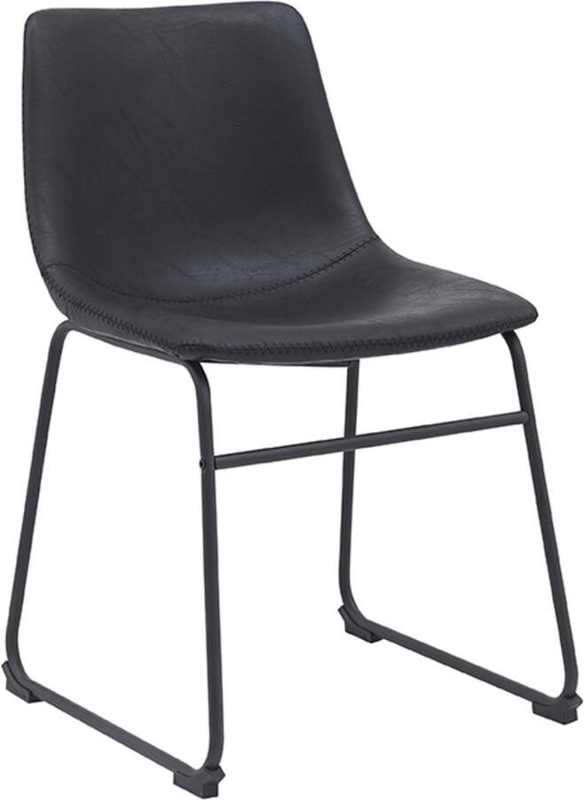 LABEL51 Risto Eetkamerstoel Zwart Kunstleer Black Frame Stoel Normale eetkamerstoel