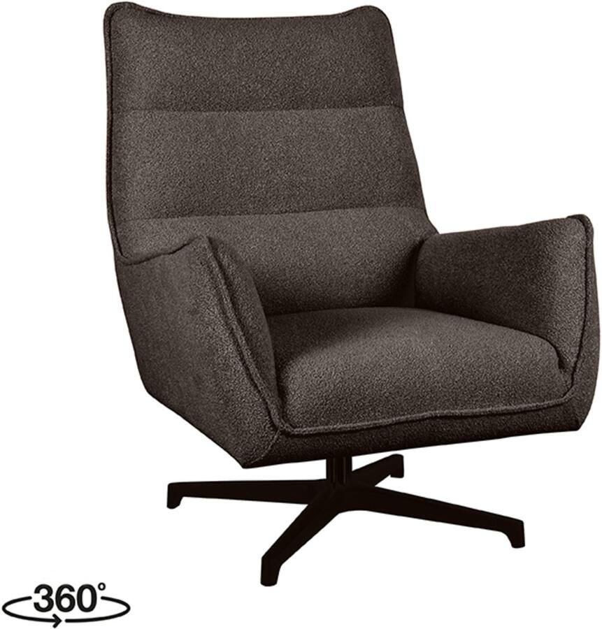 LABEL51 Rodia Fauteuil Bruin Stof One Size Draaibaar Met Armleuning