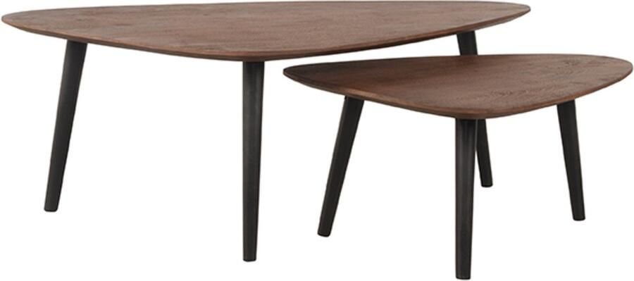 LABEL51 Salontafel Set Rock Espresso Mangohout Zwart Metaal - Foto 2