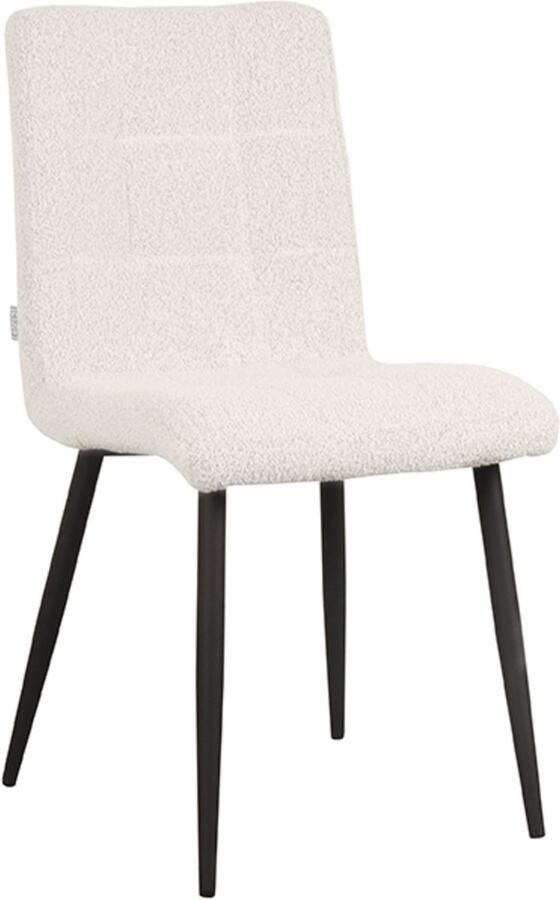 LABEL51 Sam Eetkamerstoel Wit Stof Black Frame Stoel Normale eetkamerstoel
