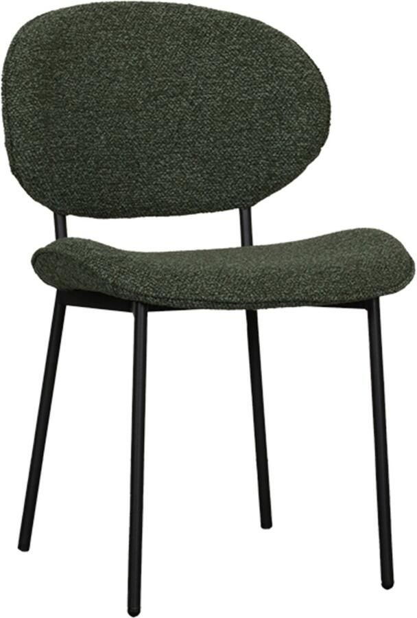 LABEL51 Senn Eetkamerstoel Groen Stof Black Frame Stoel Normale eetkamerstoel