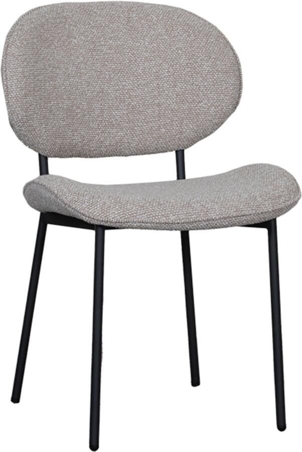 LABEL51 Senn Eetkamerstoel Naturel Stof Black Frame Stoel Normale eetkamerstoel