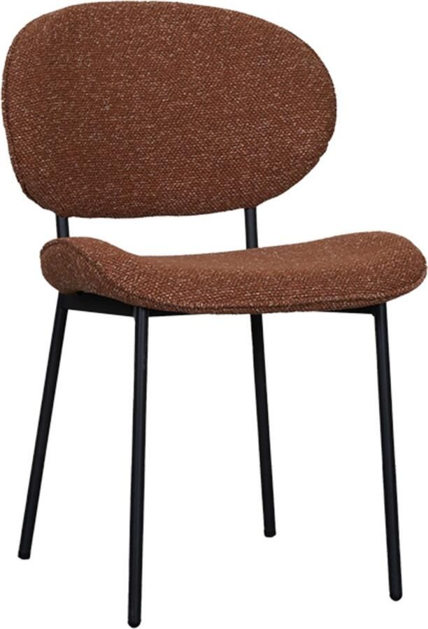 LABEL51 Senn Eetkamerstoel Oranje Stof Black Frame Stoel Normale eetkamerstoel
