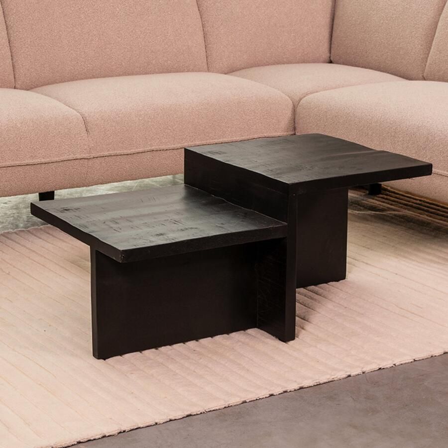 LABEL51 Skip Salontafel Zwart Hout 90 cm