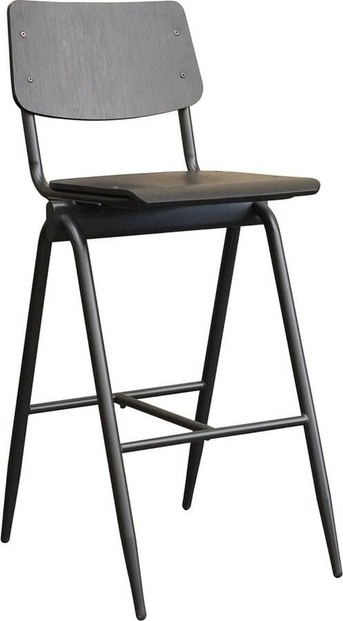 LABEL51 Solid Barkruk Zwart Hout Zithoogte 86 Kruk