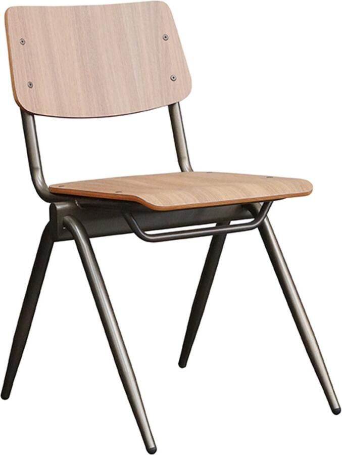 LABEL51 Solid Eetkamerstoel Bruin Hout Antique Gold Frame Stoel Normale eetkamerstoel