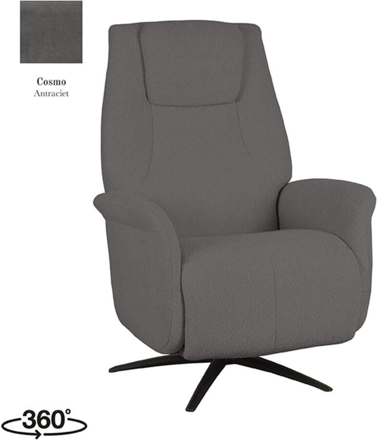 LABEL51 Stockholm Fauteuil Grijs Stof One Size Draaibaar Met Armleuning - Foto 2