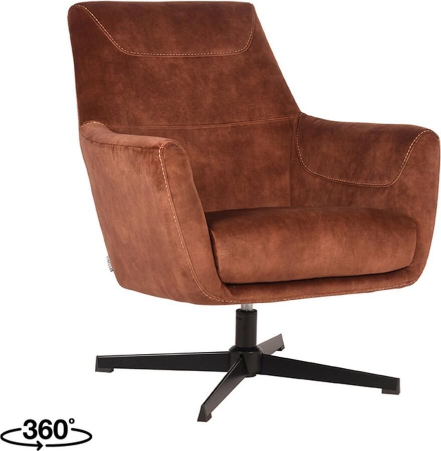 LABEL51 Toby Fauteuil Oranje Velvet One Size Draaibaar Met Armleuning - Foto 1