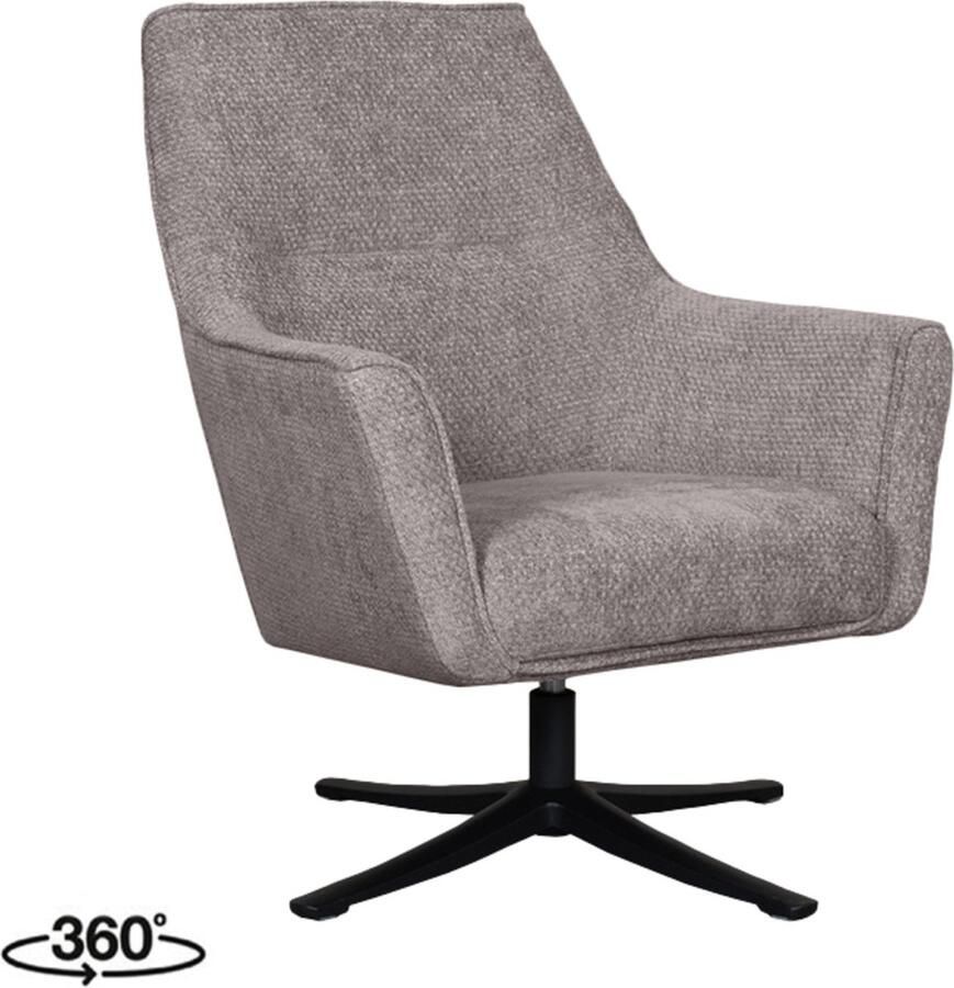LABEL51 Tod Fauteuil Grijs Velvet One Size Draaibaar Met Armleuning