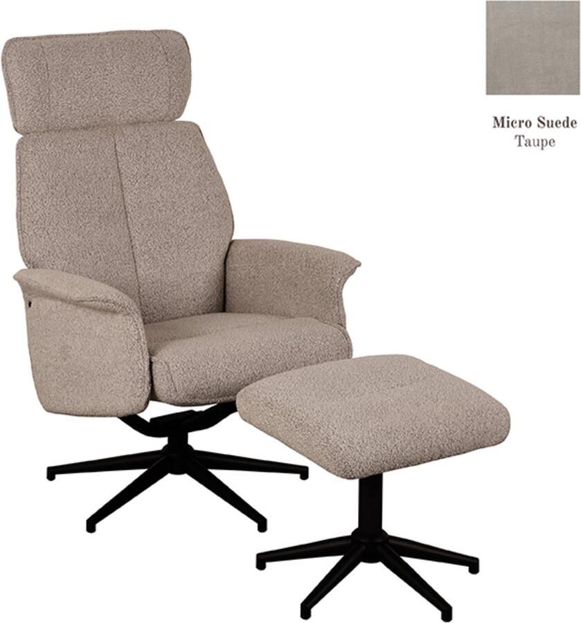 LABEL51 Verdal Fauteuil Bruin Stof Incl. Hocker Draaibaar Met Armleuning - Foto 3