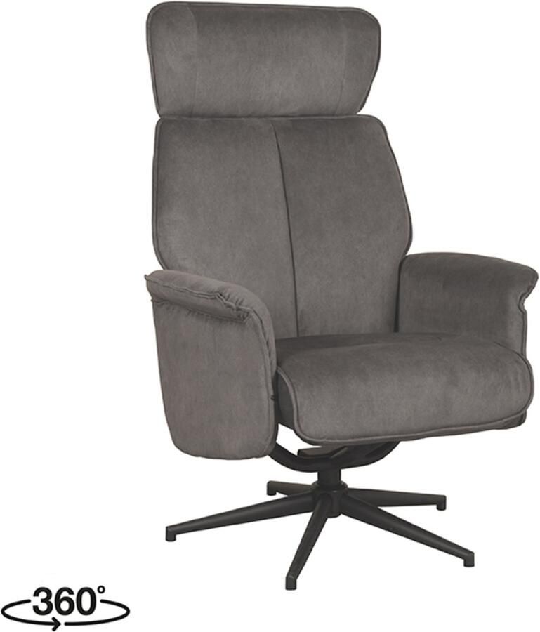 LABEL51 Verdal Fauteuil Grijs Velvet Excl. Hocker Draaibaar Met Armleuning