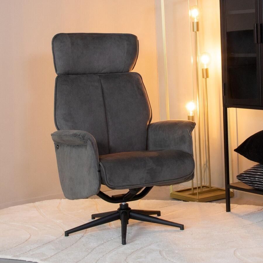 LABEL51 I_Verdal Fauteuil GRIJS Velvet Excl. Hocker Draaibaar Met Armleuning - Foto 2