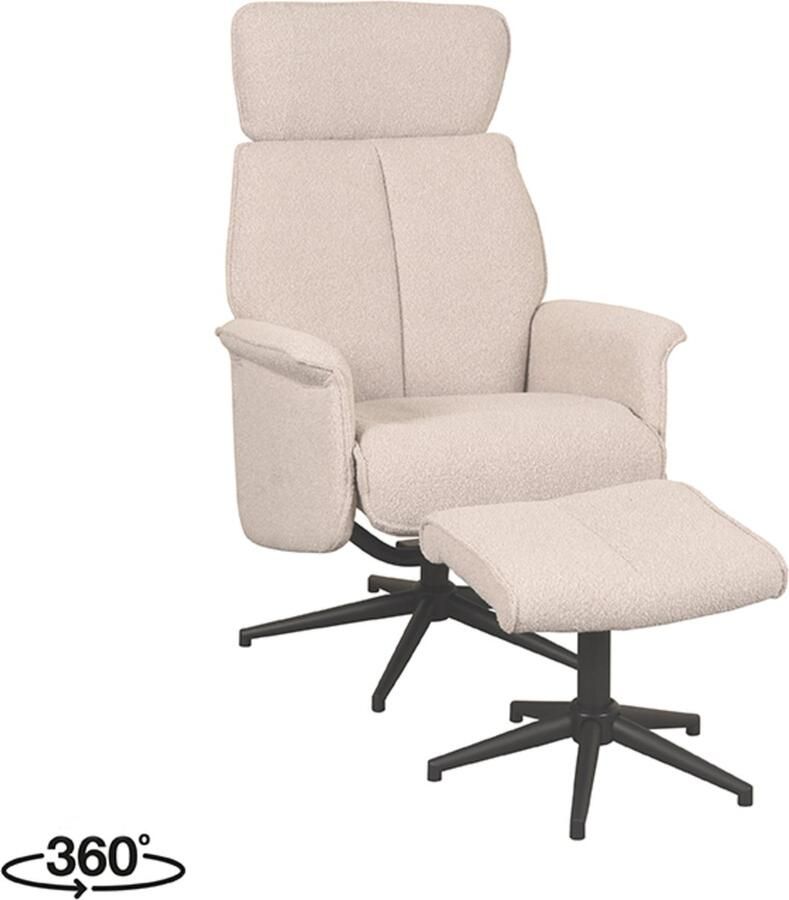 LABEL51 I_Verdal Fauteuil NATUREL Stof Incl. Hocker Draaibaar Met Armleuning - Foto 2
