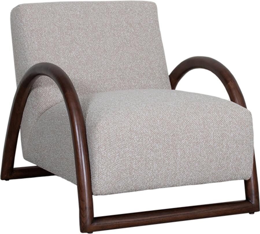 LABEL51 Viggo Fauteuil Naturel Stof Walnoot onderstel Met Armleuning