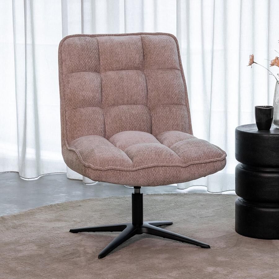 LABEL51 Vince Fauteuil Bruin Velvet One Size Draaibaar