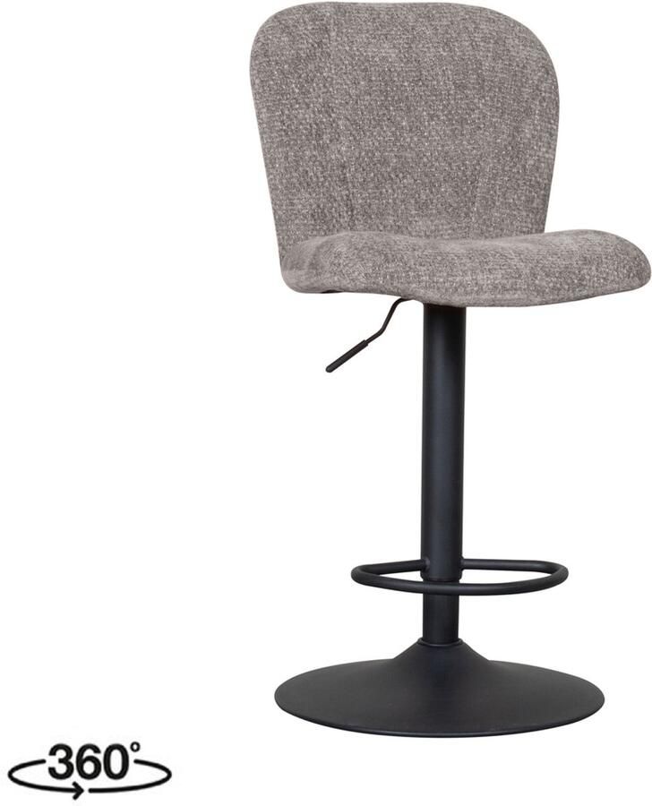 LABEL51 Vino Barkruk Grijs Velvet Zithoogte 64-84 Kruk Draaibaar