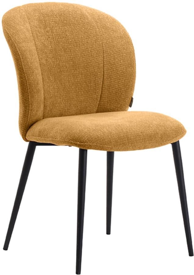 LABEL51 Vino Eetkamerstoel Geel Velvet Black Frame Stoel Normale eetkamerstoel - Foto 2