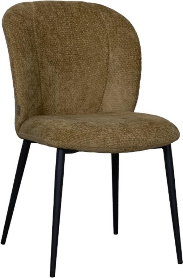 LABEL51 Vino Eetkamerstoel Geel Chenille Zwart Metalen Frame Stoel Normale eetkamerstoel - Foto 3