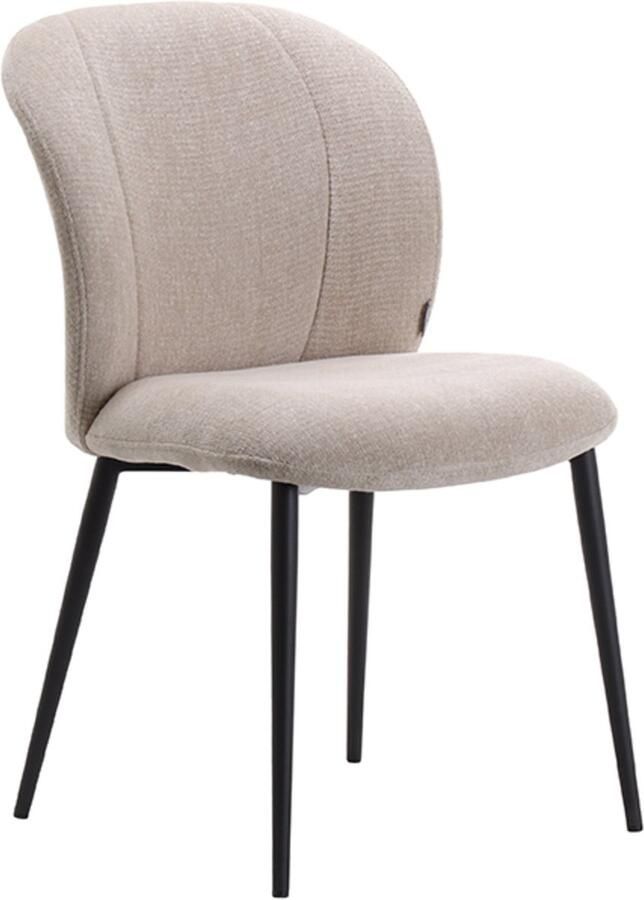 LABEL51 Vino Eetkamerstoel Naturel Velvet Black Frame Stoel Normale eetkamerstoel