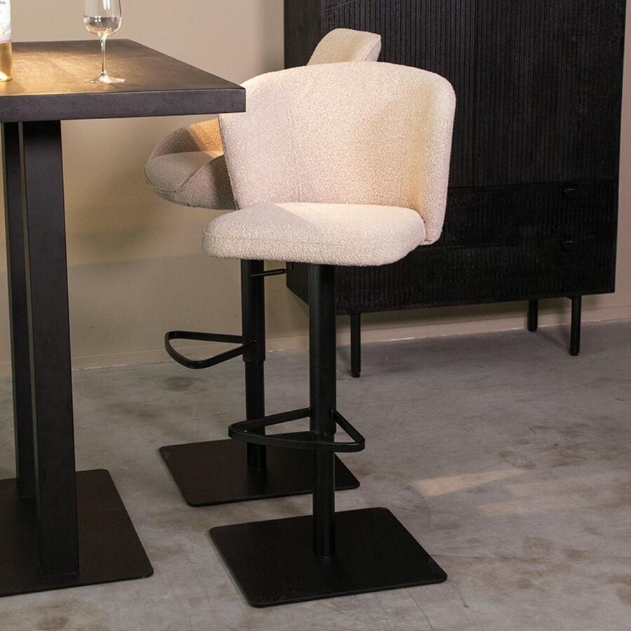 LABEL51 Wave Barkruk Naturel Stof Zithoogte 56-82 Kruk Draaibaar