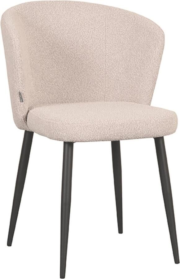 LABEL51 Wave Eetkamerstoel Bouclé Naturel Zithoogte 50cm Set van 2