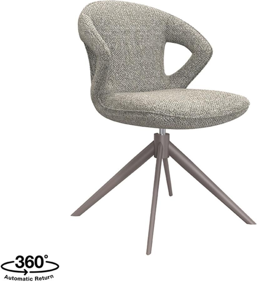 LABEL51 Zurich Eetkamerstoel Grijs Stof Bronze Frame Stoel Normale eetkamerstoel Draaibaar Met Armleuning