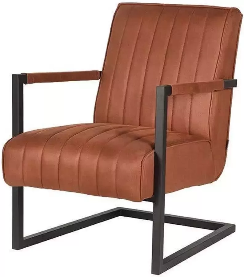 LABEL51 Fauteuil Milo Cognac Microvezel Zwart Metaal - Foto 2