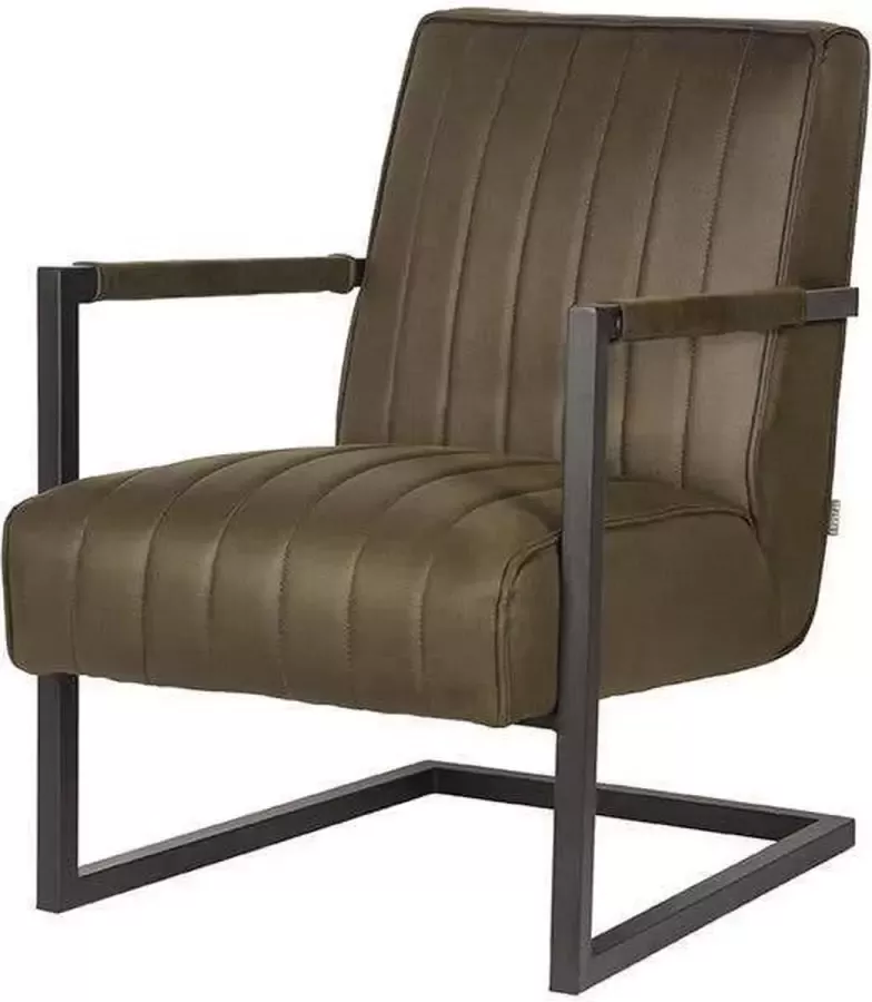 LABEL51 Fauteuil Milo Army Microvezel Zwart Metaal - Foto 2