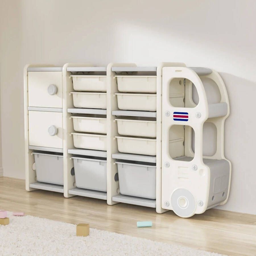 Ladanas Opbergkast Speelgoedkast 149x94cm STABIEL ontwerp met VEEL OPBERGRUIMTE Opbergkast voor kinderen Organizer Speelgoed Speelgoedrek Bus