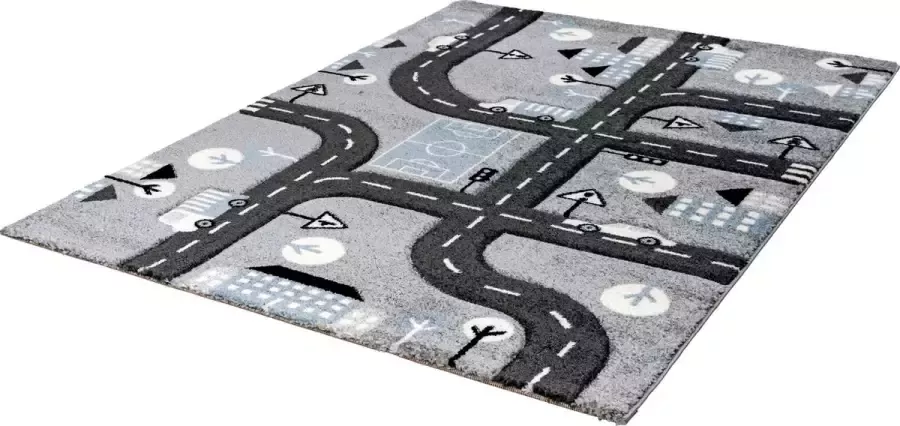Lalee Amigo – Vloerkleed Vloer kleed Autobaan Tapijt – Karpet 120x170 – Grijs