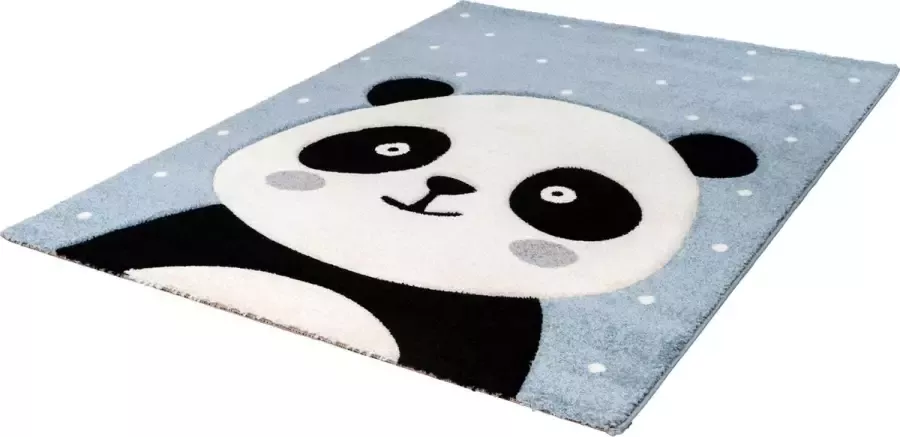 Lalee Amigo – Vloerkleed Vloer kleed Kinderkamer Panda vlokken Tapijt – Karpet 120x170 – Blauw