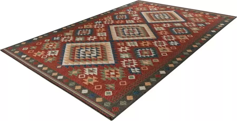 Lalee Capri Vloerkleed Outdoor indoor Buitengebruik Sisal look Flatwave tuin kleed Tapijt Karpet 160x230 cm- rood blauw multi kelim