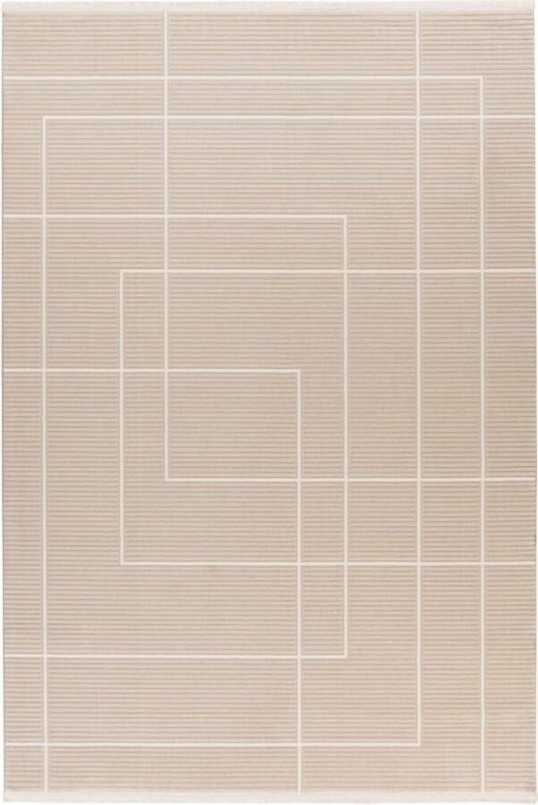 Lalee Elif Modern Vloerkleed Laagpolig Beige Tapijt Karpet Nieuwe Collectie 2024 Hoogwaardige Kwaliteit 120x170 cm