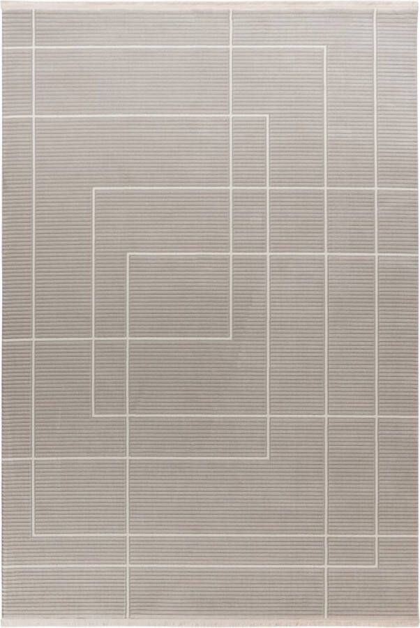Lalee Elif Modern Vloerkleed Laagpolig Silver Tapijt Karpet Nieuwe Collectie 2024 Hoogwaardige Kwaliteit 80x150 cm