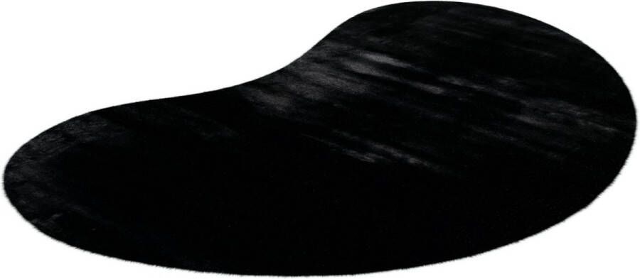Lalee Heaven organische vorm Vloerkleed Tapijt – Karpet Hoogpolig Superzacht Fluffy niervorm- organic- rabbit- 160x230 cm black zwart