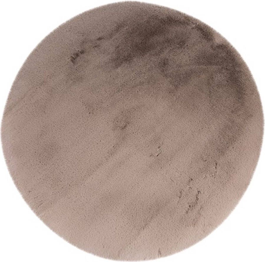 Lalee Heaven ronde Vloerkleed Tapijt – Karpet Hoogpolig Superzacht Fluffy Shiny- Silk look- rabbit- ROND 160x160 cm light taupe